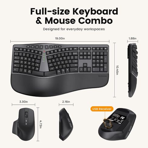 SABLUTE Ergonomic Keyboard and Mouse Combo, Split Design, Ergonomic Mouse in Kuwait