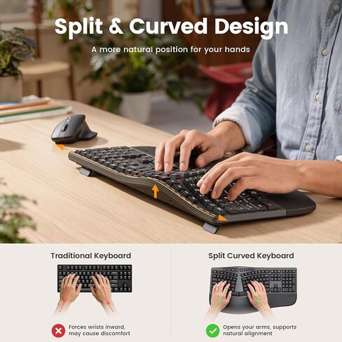 SABLUTE Ergonomic Keyboard and Mouse Combo, Split Design, Ergonomic Mouse in Kuwait