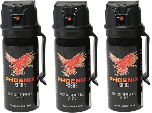 Phoenix P360S Pepper Gel from qseel. Maximum Strength Police & Military Grade Pepper Spray, Gel is Better, Sprays at Any Angle 18 feet, Flip-top Safety and Belt Clip Included in Saudi Arabia