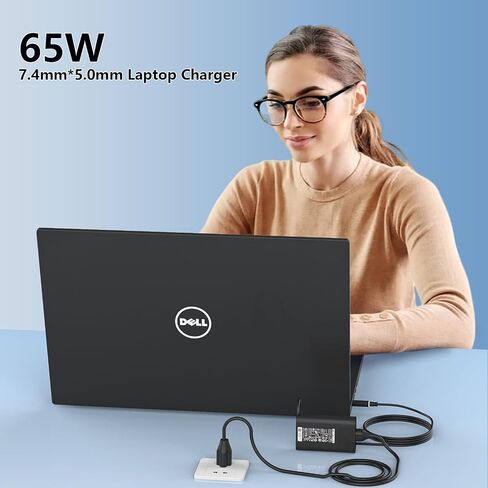 65W 19.5V 3.34A 7.4mm Tip Laptop Charger Compatible with Dell Latitude Series AC Adapter Power Cord in Kuwait