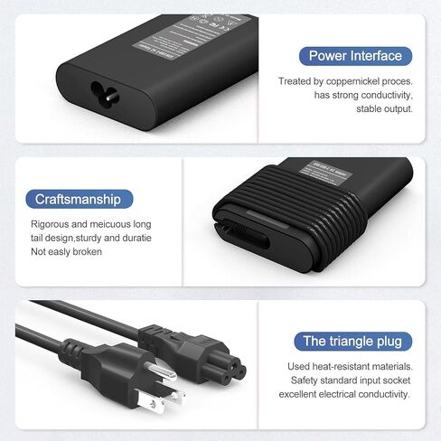 Dell 65W USB-C Laptop Charger for XPS 13 9250 9350 Latitude 5420 5520 5530 5430 5540 Inspiron 14 16 7420 7425 7620 2in1 Chromebook 3100 AC Adapter Power Cord Type c Dell Laptop Charger in Kuwait