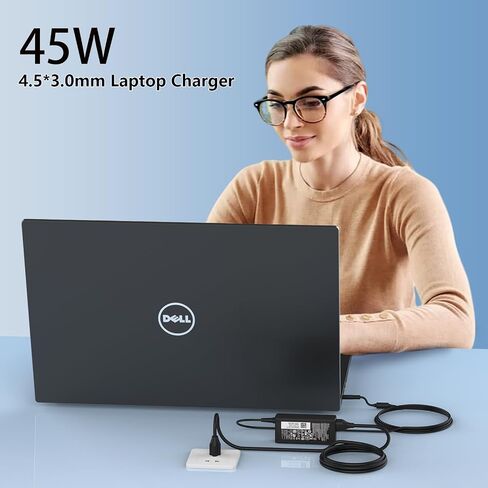 45W Round Tip Laptop Charger Fit for Dell Inspiron 13 14 15 3000 5000 7000 Series 15-3552 3555 3558 3565 3567 5551 5552 5555 5558 5559 DA45NM140 LA45NM140 19.5V 2.31A AC Adapter Power Cord in Kuwait