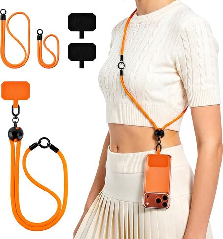 Untvie 2026 New 3-in-1 Phone Lanyard, Adjustable Neck Wrist Strap & Phone Crossbody Strap with 2 Extension Ropes Black Pads, Anti-Theft Universal Cell Phone Holder Tether for iPhone Android (Black) in Kuwait