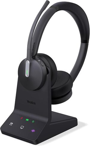 YealinkWH64 DECT & Bluetooth Dual Teams Wireless Headset (1208674), On-Ear Office Headset with 3X Noise Cancelling Mic, 606 ft Range, 32H Talk Time, for Desk Phone, PC & Mobile in Kuwait