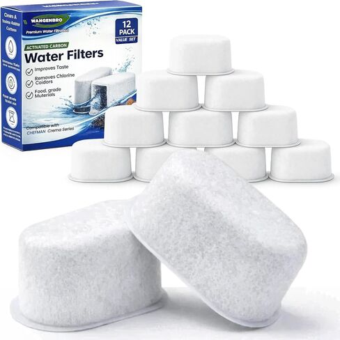 12 Pack Replacement Charcoal Water Filters for Chefman Crema Supreme Espresso Machine, Activated Carbon Water Filters for Crema Deluxe Coffee Maker, Compatible with Chefman Espresso Machine Parts in Kuwait