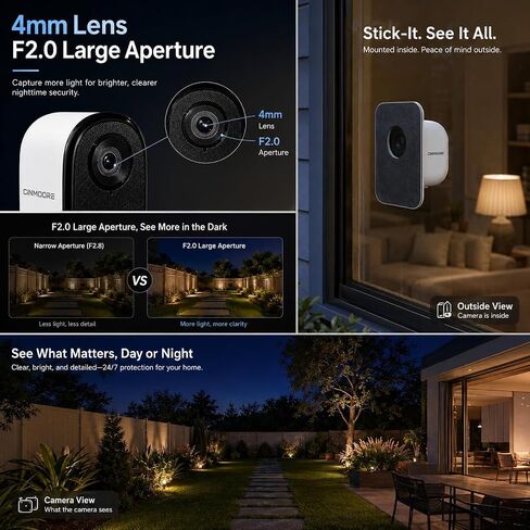 2.5K 4MP Window Camera, WiFi Indoor HD Home Security Camera, Upgraded Color Night Vision, Smart AI Motion & Human Detection, Two Way Audio, Continuous 24/7 Recording, Easy & Quick Install in Saudi Arabia