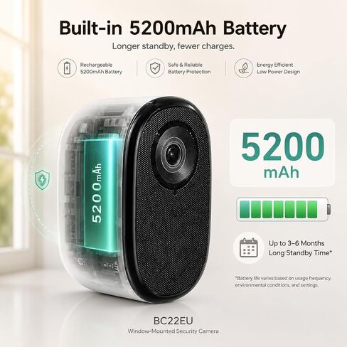 2.5K 4MP Window Camera, WiFi Indoor HD Home Security Camera, Upgraded Color Night Vision, Smart AI Motion & Human Detection, Two Way Audio, Continuous 24/7 Recording, Easy & Quick Install in Saudi Arabia