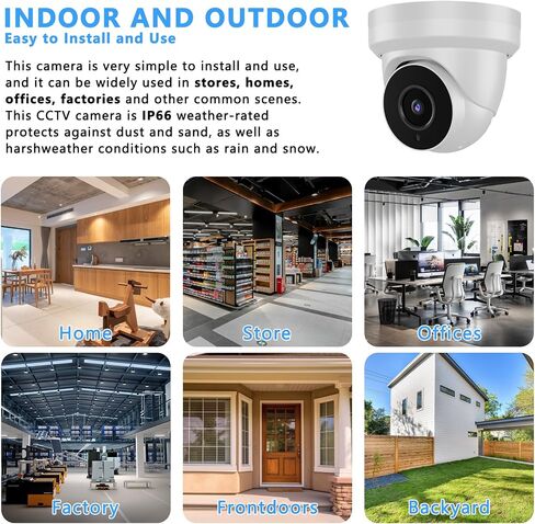 5MP Security Camera 4-in-1 TVI/CVI/AHD/CVBS 960H Analog CCTV Camera Security Dome Outdoor, 2.8mm Lens, 105° Wide Angle, 98ft Night Vision, IP66 Waterproof, Aluminum Metal Housing (White) in Kuwait