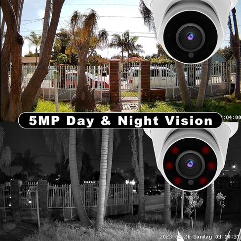 5MP Security Camera 4-in-1 TVI/CVI/AHD/CVBS 960H Analog CCTV Camera Security Dome Outdoor, 2.8mm Lens, 105° Wide Angle, 98ft Night Vision, IP66 Waterproof, Aluminum Metal Housing (White) in Kuwait