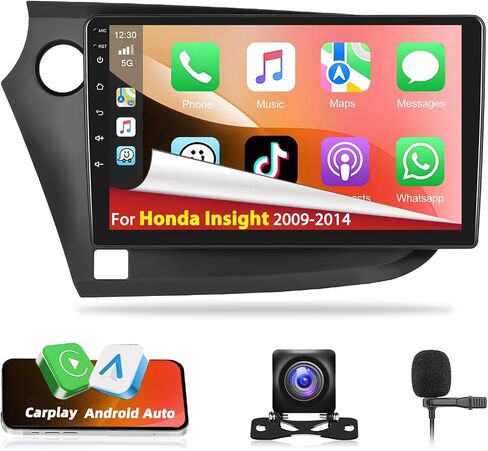 Android 15 Double Din GPS Car Stereo for Honda Insight 2009-2014 [2+64G] Autoradio with CarPlay & Android Auto 9" Touchscreen Bluetooth Audio with Mirror Link WiFi FM RDS SWC Backup Camera MIC in Kuwait