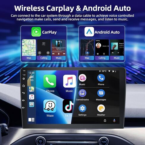 Android 15 Double Din GPS Car Stereo for Honda Insight 2009-2014 [2+64G] Autoradio with CarPlay & Android Auto 9" Touchscreen Bluetooth Audio with Mirror Link WiFi FM RDS SWC Backup Camera MIC in Kuwait