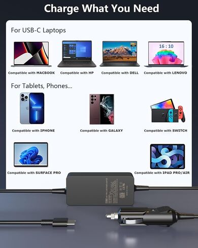 100W USB C Laptop Car Charger Compatible with Dell in Saudi Arabia