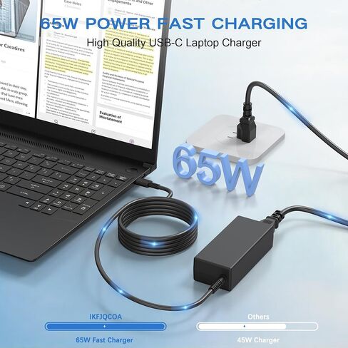 شاحن كمبيوتر محمول سريع USB C بقدرة 65 وات لجهاز HP Chromebook EliteBook Envy in Kuwait