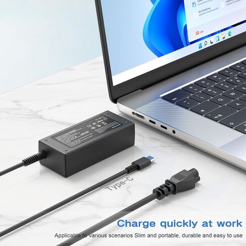 شاحن كمبيوتر محمول سريع USB C بقدرة 65 وات لجهاز HP Chromebook EliteBook Envy in Kuwait
