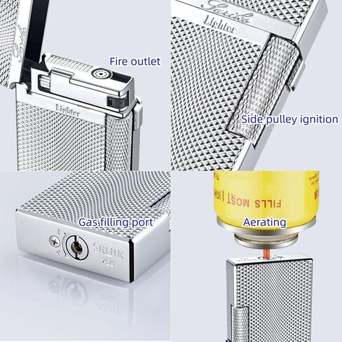 Dual Flame Torch Lighter, Silver, Refillable Butane Flip-Top with Diamond Textured Finish in Saudi Arabia