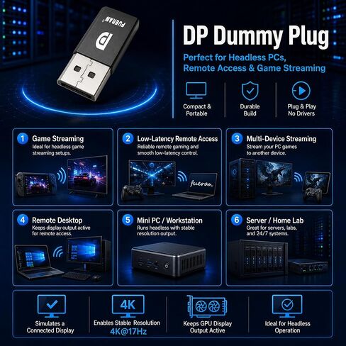 6 حزمة DP DisplayPort Display Emulator EDID محاكي التوصيل 1080P @ 60 هرتز in Kuwait