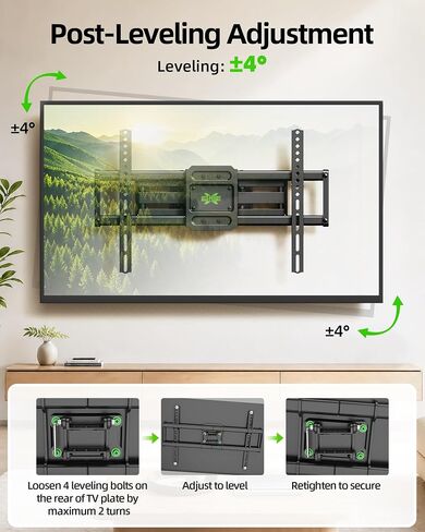 USX MOUNT Full Motion TV Wall Mount for 42-82 Inch TVs up to 120lbs, Wall Mount TV Bracket with Articulating Swivel Tilt Extension Leveling, Max VESA 600x400mm Fits 12/16" Wood Stud in Kuwait