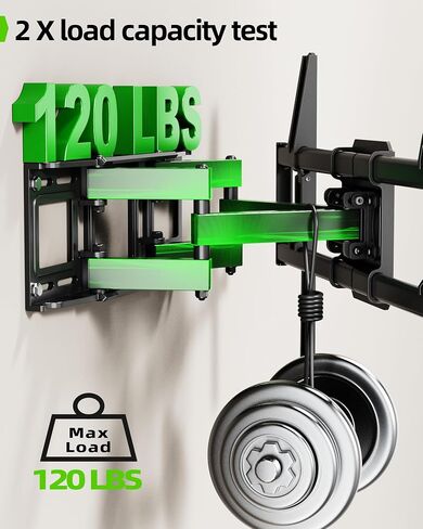 USX MOUNT Full Motion TV Wall Mount for 42-82 Inch TVs up to 120lbs, Wall Mount TV Bracket with Articulating Swivel Tilt Extension Leveling, Max VESA 600x400mm Fits 12/16" Wood Stud in Kuwait