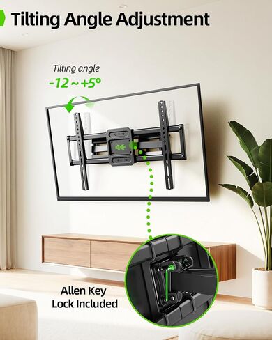 USX MOUNT Full Motion TV Wall Mount for 42-82 Inch TVs up to 120lbs, Wall Mount TV Bracket with Articulating Swivel Tilt Extension Leveling, Max VESA 600x400mm Fits 12/16" Wood Stud in Kuwait