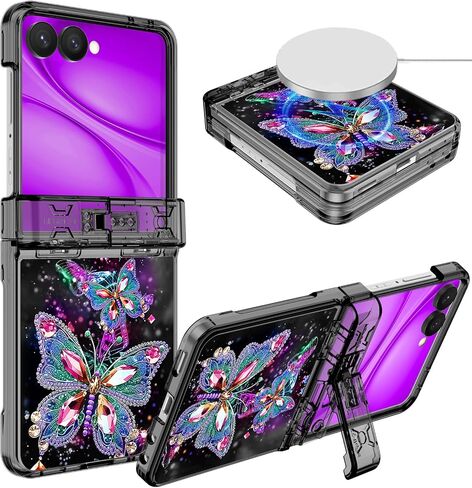 Miqala for Galaxy Z Fold 8 Case,[Glow in The Dark][Compatible with Magsafe][Hidden Stand][Built-in Screen Protector][Hinge Protection] Slim Case for Samsung Galaxy Z Fold 8,Dark Butterfly in Kuwait