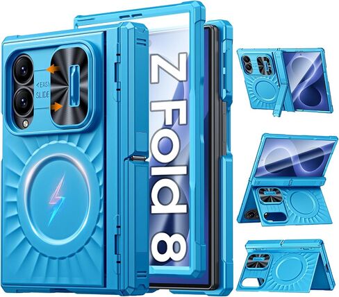 CENMASO Magnetic for Samsung Galaxy Z Fold 8 Case with Stand, Fit for Magsafe, Hinge Protection, Screen Protector, Built-in Dual Hidden Kickstand, Slim Shockproof Case for Galaxy Z Fold 8 Wide-Black in Saudi Arabia