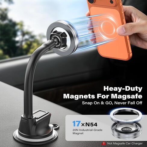1Zero MagSafe Car Phone Mount with One-Button Suction Cup Lock in Kuwait
