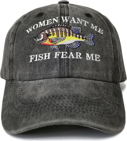Embroidered Women Want Me Fish Fear Me Dad Hats for Men in Kuwait