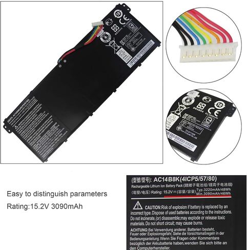 C14B8K AC14B3K Laptop Battery, Compatible with Acer Aspire R5-471T R5-571T in Kuwait