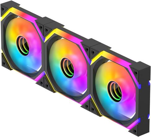 Galaxy SE 120mm ARGB Computer Case Fans,Infinity Mirror RGB Light Effect 5V 3PIN Motherboard Light Sync 800~1600RPM PWM PC Fan Suitable for Computer Case(Triple Pack White Reverse) in Saudi Arabia