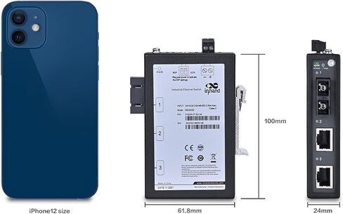 InHand Networks 3 Port Unmanaged Industrial Ethernet Switch, Media Converter, 2*10/100 Base-T(X),1*100Base-FX, Multi Mode Dual SC Fiber, Working Temperature -40° – 75°C, IP30, 2KM, UL Certification in Saudi Arabia