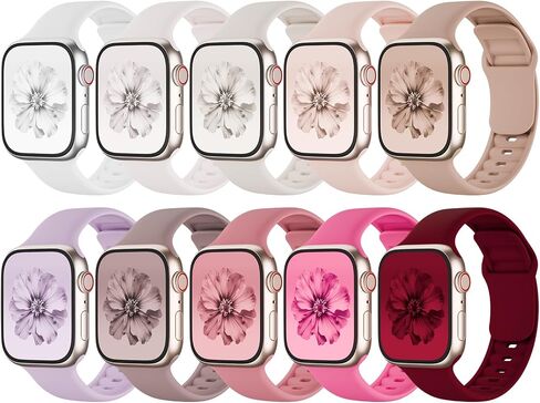 10 Pack Sport Bands Compatible with Apple Watch 38mm 40mm 41mm 42mm 44mm 45mm 46mm 49mm, Replacement Soft Silicone Strap Wristbands for iWatch Series 11/10/9/8/7/6/5/4/3/2/1 Ultra SE Women Men in Kuwait