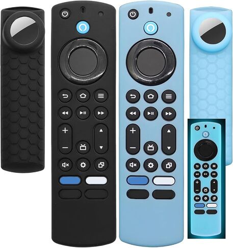 CT-RC1US-21 Remote Cover with Hole for Airtag and Tile Sticker (Glow in The Dark) for NS-RCFNA-21 Insignia/Toshiba Fir tv Remote,for TV Omni Series and 4-Series (Glow Blue+Glow Green) in Saudi Arabia
