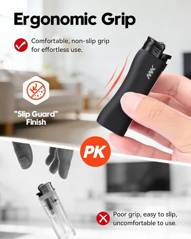 MK Lighter 9G Flint Strike Refillable Lighters, Ideal to use as Candle, BBQ Lighters, Butane Lighter, Classic Pocket Lighter, All-Black Colors, 8-Pack (HUE-BLK-8PC) in Saudi Arabia