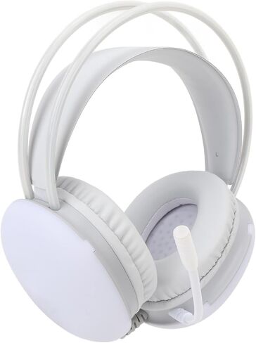Gaming Headset RGB Rainbow Lighting Wired Adjustable Headband Over Ear Headphone with Mic for PC Laptop (White) in Saudi Arabia