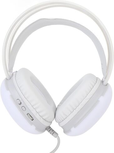 Gaming Headset RGB Rainbow Lighting Wired Adjustable Headband Over Ear Headphone with Mic for PC Laptop (White) in Saudi Arabia
