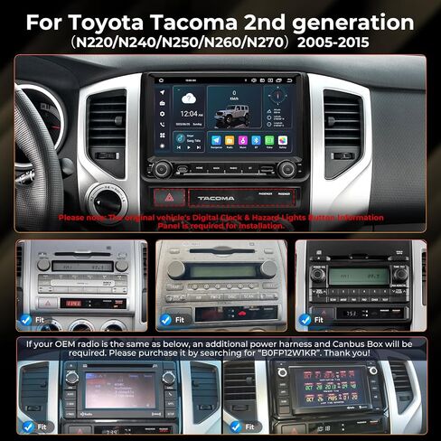 Android 15 Car Radio for Toyota Tacoma 2005-2015, 9 Inch QLED IPS Touchscreen, Qualcomm 8-Core 8+128G，Wireless Carplay & Android Auto, Bluetooth, GPS, 4G LTE, 5G WiFi, DSP DTS in Kuwait