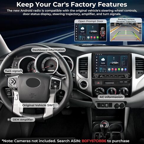 Android 15 Car Radio for Toyota Tacoma 2005-2015, 9 Inch QLED IPS Touchscreen, Qualcomm 8-Core 8+128G，Wireless Carplay & Android Auto, Bluetooth, GPS, 4G LTE, 5G WiFi, DSP DTS in Kuwait