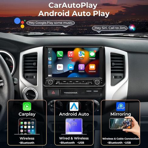 Android 15 Car Radio for Toyota Tacoma 2005-2015, 9 Inch QLED IPS Touchscreen, Qualcomm 8-Core 8+128G，Wireless Carplay & Android Auto, Bluetooth, GPS, 4G LTE, 5G WiFi, DSP DTS in Kuwait