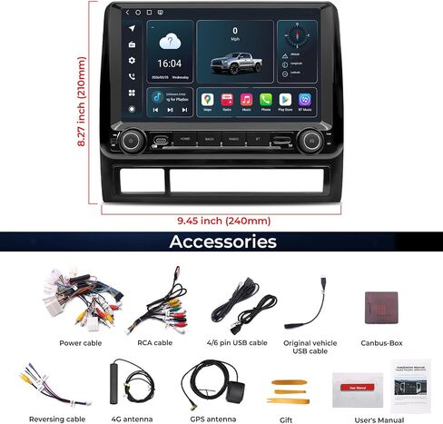 Android 15 Car Radio for Toyota Tacoma 2005-2015, 9 Inch QLED IPS Touchscreen, Qualcomm 8-Core 8+128G，Wireless Carplay & Android Auto, Bluetooth, GPS, 4G LTE, 5G WiFi, DSP DTS in Kuwait