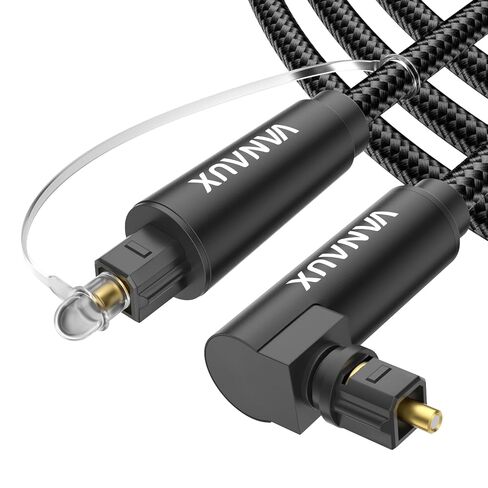 VANAUX 90 درجة كابل الصوت البصري الرقمي Toslink الألياف البصرية الحبال ذكر إلى ذكر للمسرح المنزلي، أشرطة الصوت، وحدات التحكم بالألعاب (10 أقدام / 3 أمتار) in Kuwait