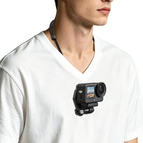 حامل كاميرا مغناطيسي على الصدر، حامل مغناطيسي للرقبة + حبل رقبة قابل للتعديل متوافق مع GoPro Hero 13/12/11/10/9/8 أسود، DJI Action 6/5 Pro/4/3/2، AKASO، Insta360 والمزيد in Saudi Arabia