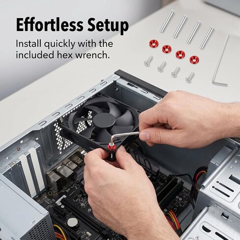 Metal Computer Fan Screws, Computer Mount Kit with Nuts Washers & Hex Wrench, for 25-30mm Thick PC Fans, Red in Kuwait