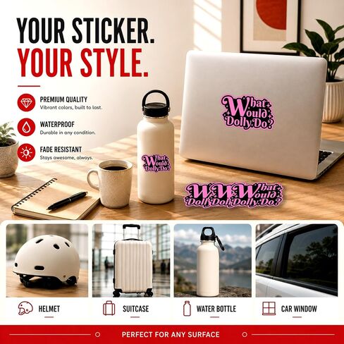 What Would Dolly Do Sticker Country Music Western Retro Cowgirl Transparent Decal, Waterproof Vinyl Sticker & Magnetic Sticker for Laptop, Water Bottle, Car, Phone, Gift in Saudi Arabia