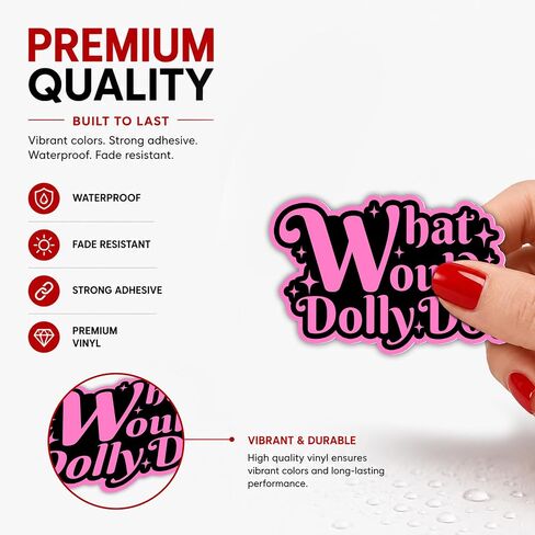 What Would Dolly Do Sticker Country Music Western Retro Cowgirl Transparent Decal, Waterproof Vinyl Sticker & Magnetic Sticker for Laptop, Water Bottle, Car, Phone, Gift in Saudi Arabia