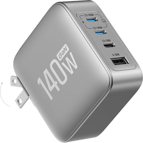 EF ECOFLOW Rapid Pro Charger, 146W 4-Post GaN USB C Charger Block, Up to 140W Single‑Port Charging, Foldable and Compact for MacBook, iPad, iPhone 17 Series, and More in Kuwait