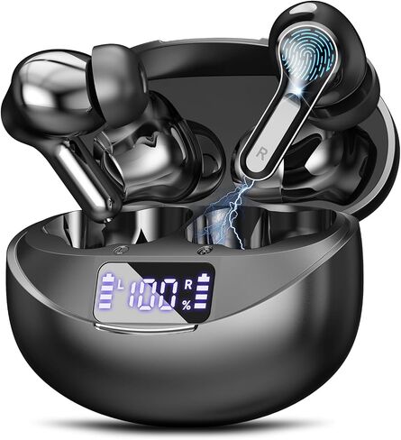 Wireless Earbuds, Bluetooth 5.4 Headphones HiFi Stereo/Crystal Clear, Black in Saudi Arabia