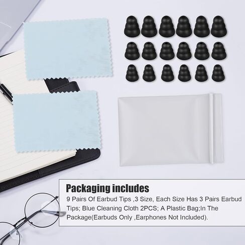Earbud Tips Earbud Covers Triple Flange Ear Tip, 9 Pairs S/M/L Size Triple Flange Noise Isolate Silicone Cushion Ear Bud Tips with 3.8mm Connector Hole, Fit for Most in Ear Earphone in Saudi Arabia