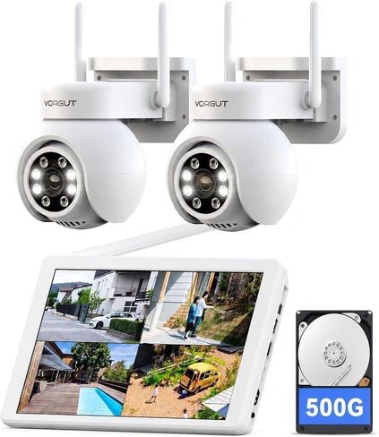Wireless Security Camera System with 10" Monitor, 2X 3MP PTZ Camera in Kuwait