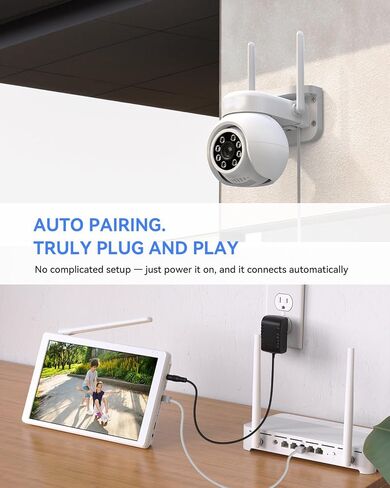 Wireless Security Camera System with 10" Monitor, 2X 3MP PTZ Camera in Kuwait