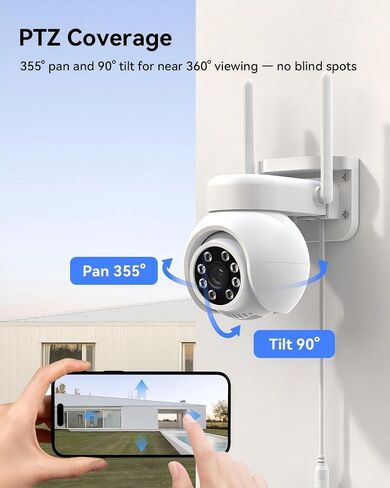 Wireless Security Camera System with 10" Monitor, 2X 3MP PTZ Camera in Kuwait